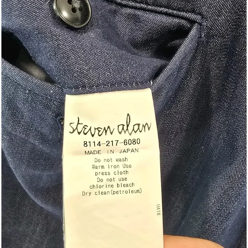 Steven Alan Pants Mens Medium Blue Straight Chino Crop Silk Indigo Chambray